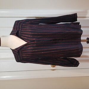 Gerard Darel Black and Red Striped Metallic Top Size: EU 38/US 6/8